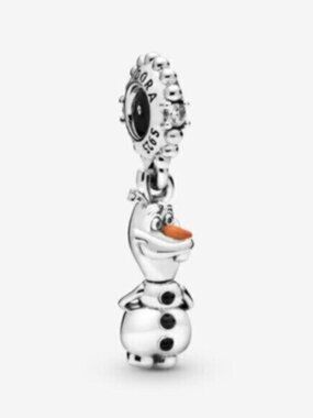 Pandora Silver Olaf Dangle Charm with Orange Carrot Nose